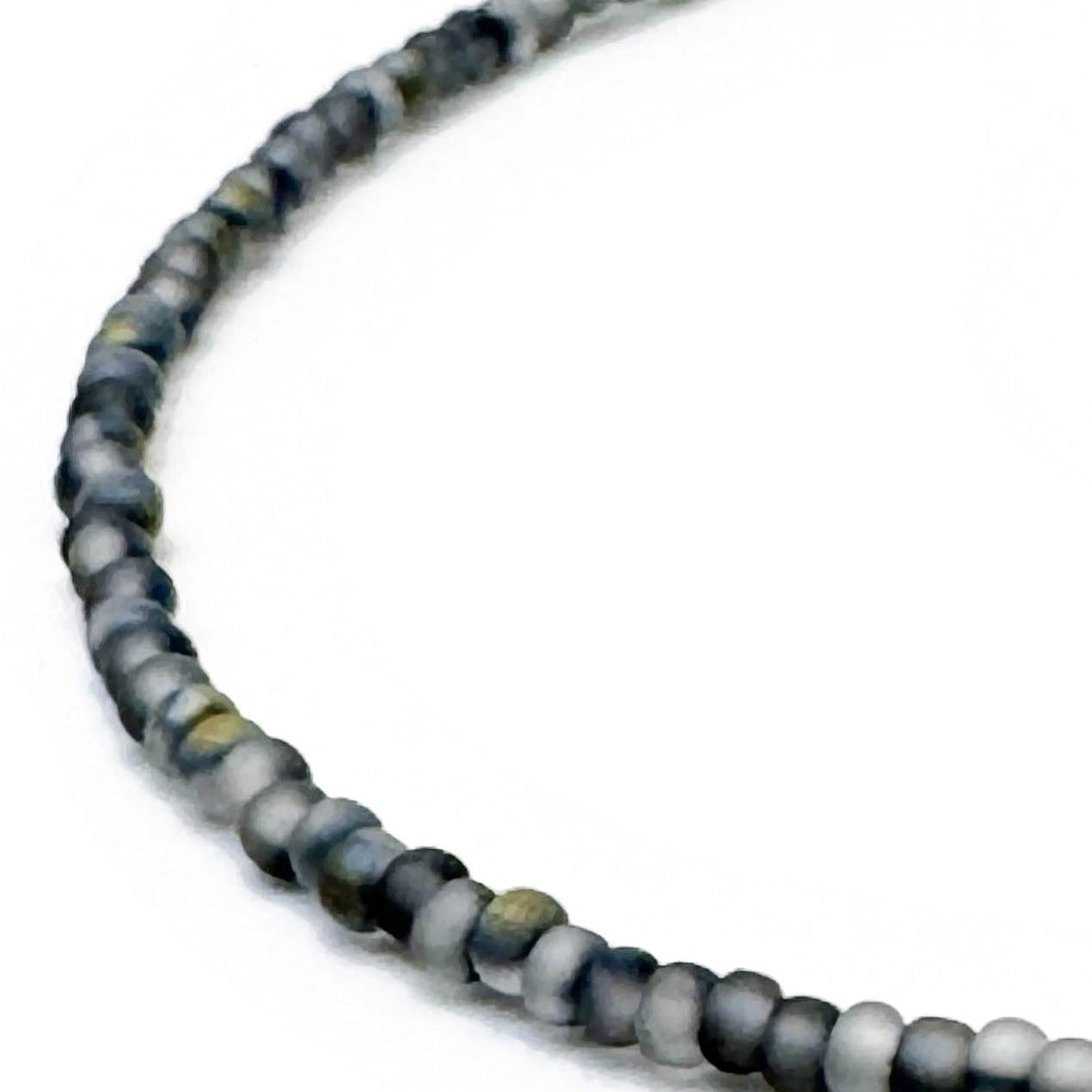 Plus Size Anklet with 3mm Frosted Grey Beads, Adjustable Length