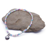 Shell Charm Pale Pastel Glass Seed Bead Anklet