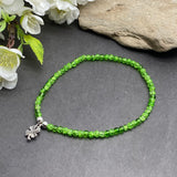 Lucky Clover Charm Green Crackle Glass Bead Anklet