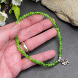 Lucky Clover Charm Green Crackle Glass Bead Anklet