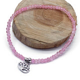 Lotus Charm Pink Crackle Glass Bead Anklet