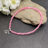 Lotus Charm Pink Crackle Glass Bead Anklet