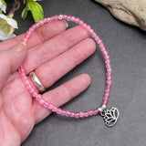 Lotus Charm Pink Crackle Glass Bead Anklet