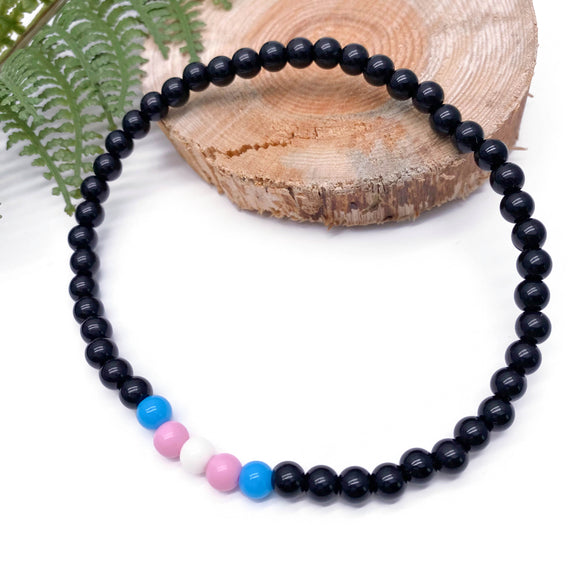 Trans Pride Colours Acrylic Bead Anklet