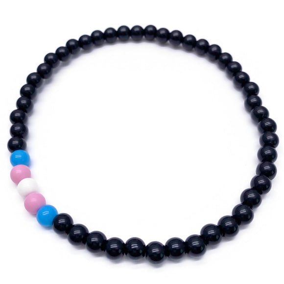 Trans Pride Colours Acrylic Bead Anklet