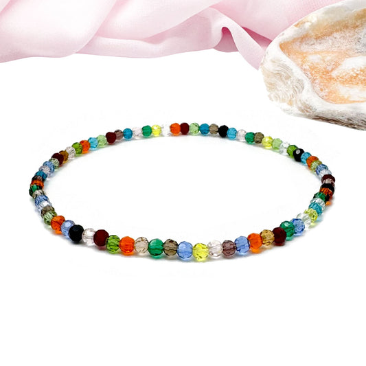 Faceted Glass Bead Anklet Warm Colour Mix