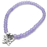 Butterfly Charm Frosted Bead Bracelet - Colour Choice