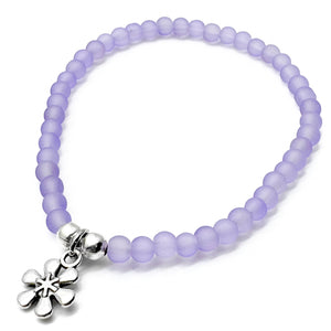 Daisy Flower Charm Frosted Bead Bracelet - Colour Choice