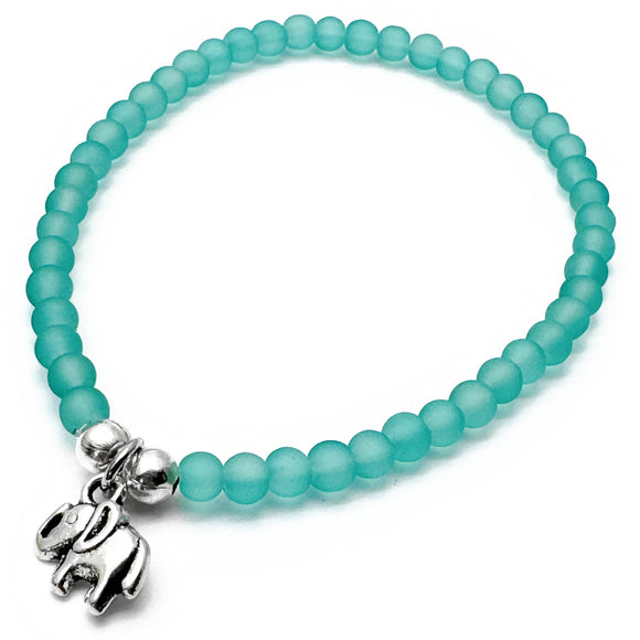 Elephant Charm Frosted Bead Bracelet - Colour Choice