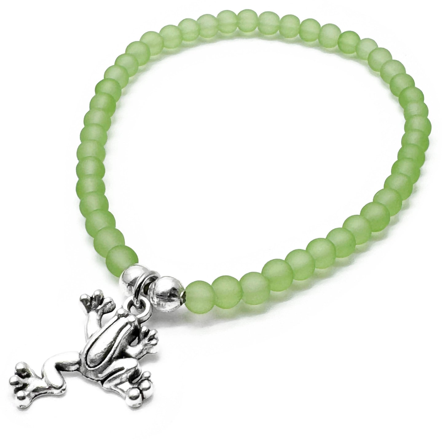 Frog Charm Frosted Bead Bracelet - Colour Choice