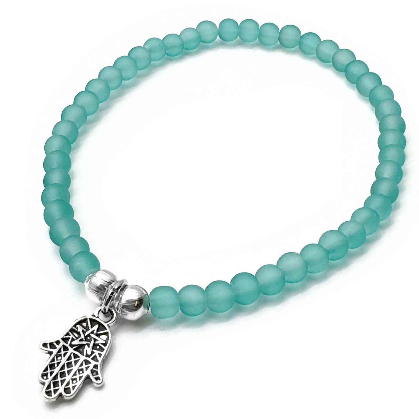 Hamsa Charm Frosted Bead Bracelet - Colour Choice - Fatima's Hand