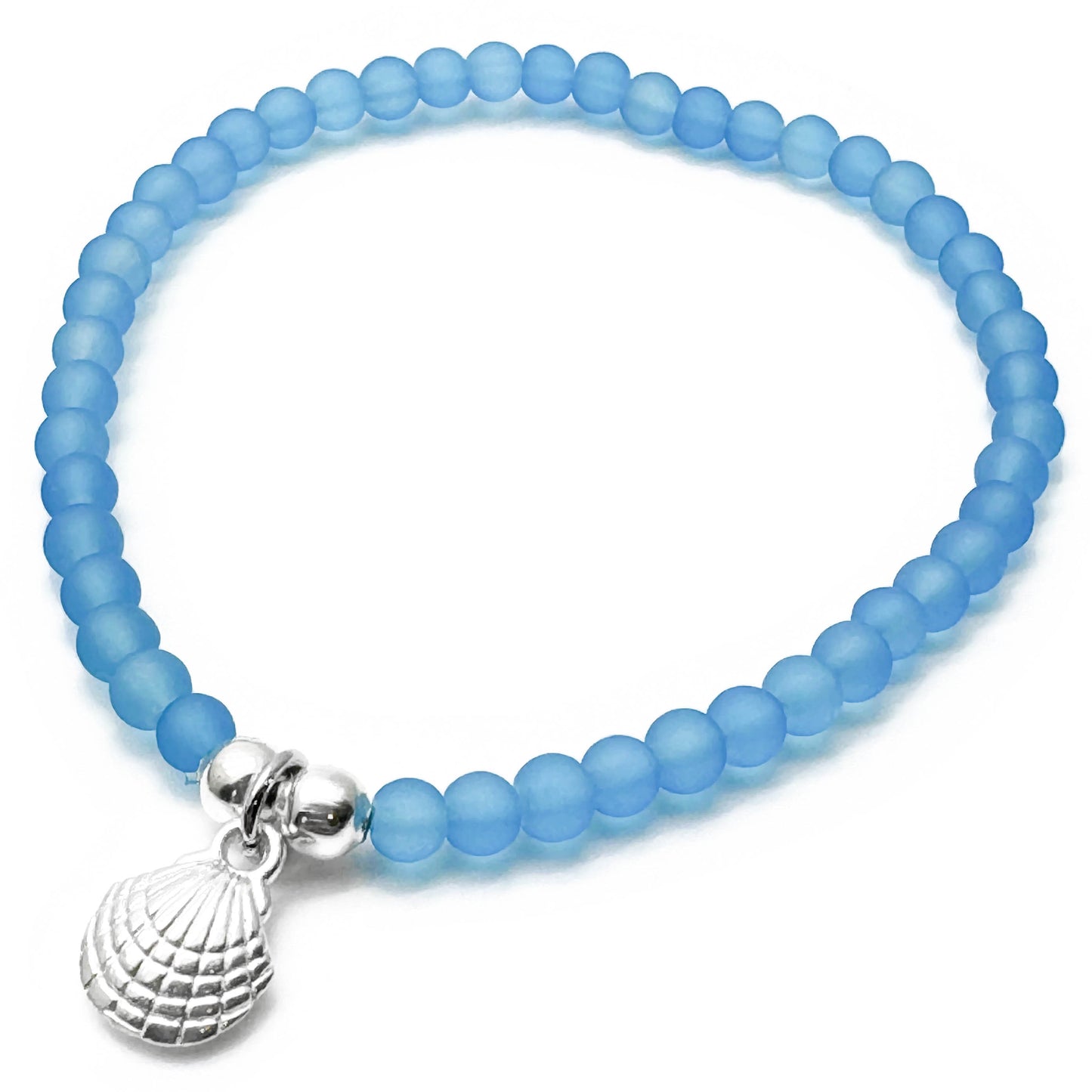 Sea Shell Charm Frosted Bead Bracelet - Colour Choice