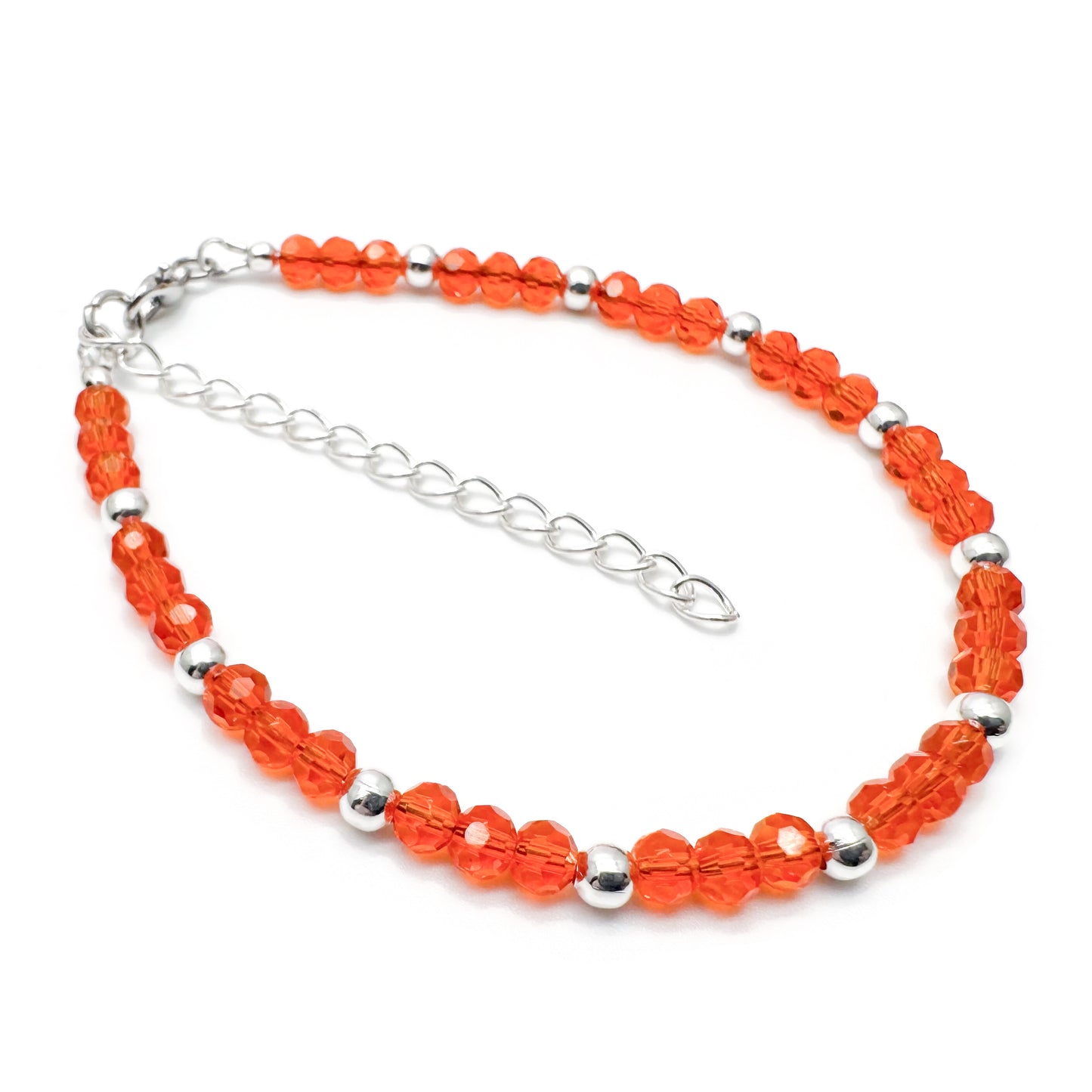 Orange Plus Size Bracelet with Faceted Glass Beads, Adjustable