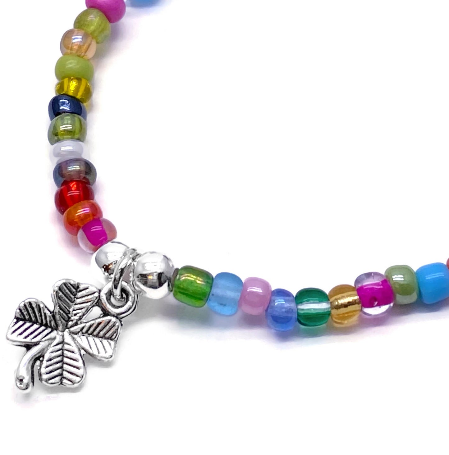 Lucky Clover Seed Bead Anklet - Colour Choice