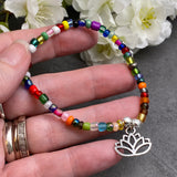 Lotus Flower Charm Bracelet - Colour Choice