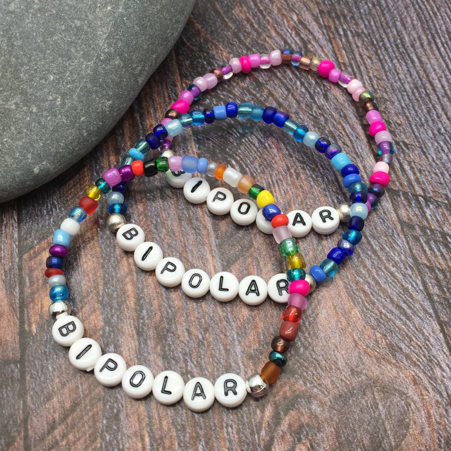 BIPOLAR Medical Alert Bracelet - Glass Seed Beads