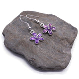 Purple Flower Silver Plated Charm Earrings