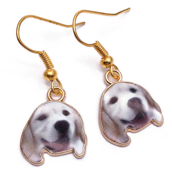 Yellow Labrador Earrings, Cute Gold Plated Enamel Charms