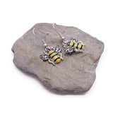 Bumble Bee Earrings, Yellow and Black Enamel Charms