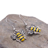 Bumble Bee Earrings, Yellow and Black Enamel Charms