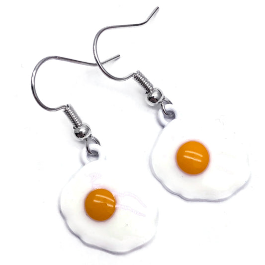 Fried Eggs Charm Earrings, Fun Food Charms