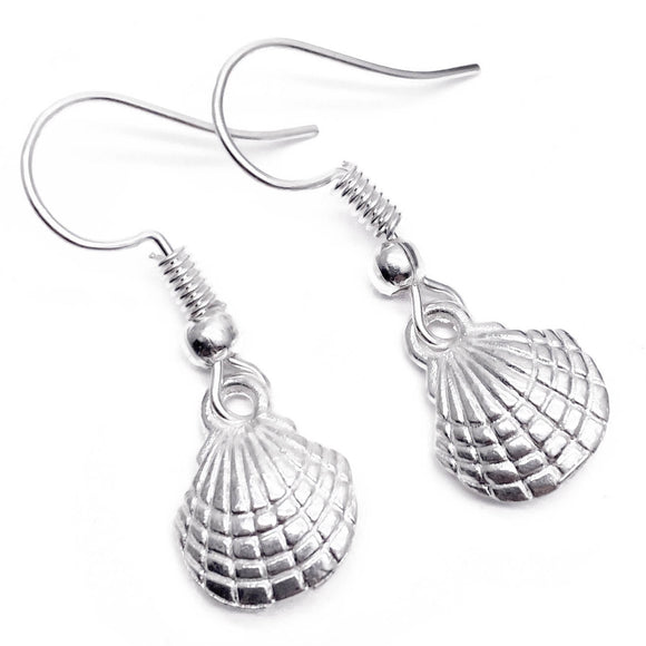 Shell Charm Earrings, Silver Plated Ocean Charms