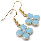 Sky Blue Flower Gold Plated Charm Earrings