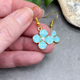 Sky Blue Flower Gold Plated Charm Earrings