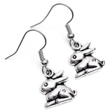 Bunny Rabbit Earrings, Silver Plated Charms