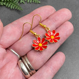 Red Flower Charm Earrings