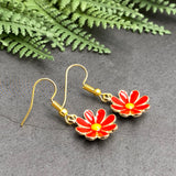 Red Flower Charm Earrings