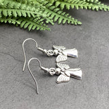 Angel Figure Silver Plated Charm Earrings