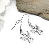 Angel Figure Silver Plated Charm Earrings