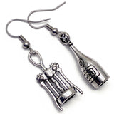 Wine Bottle and Corkscrew Charm Earrings