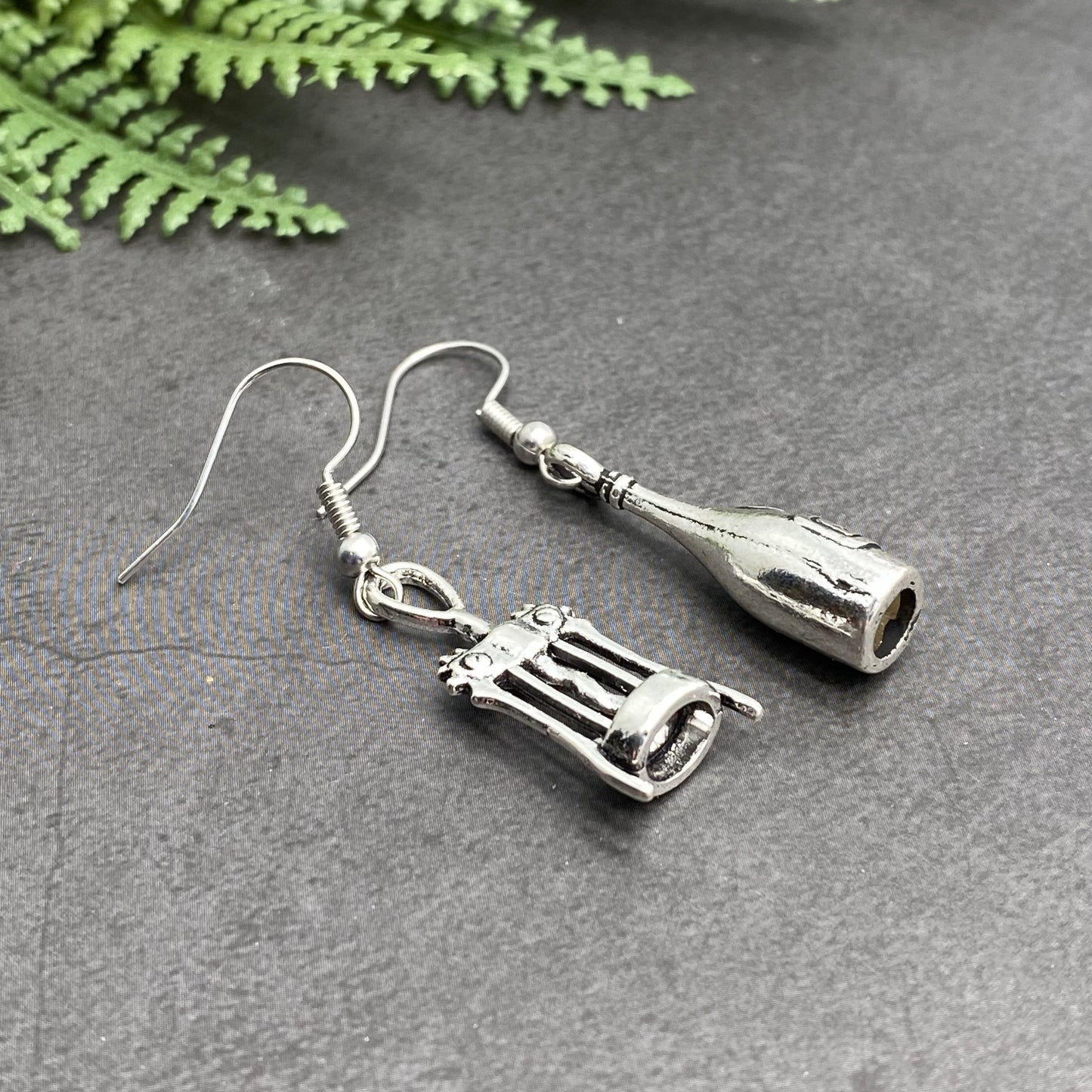 Wine Bottle and Corkscrew Charm Earrings