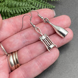 Wine Bottle and Corkscrew Charm Earrings