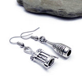 Wine Bottle and Corkscrew Charm Earrings