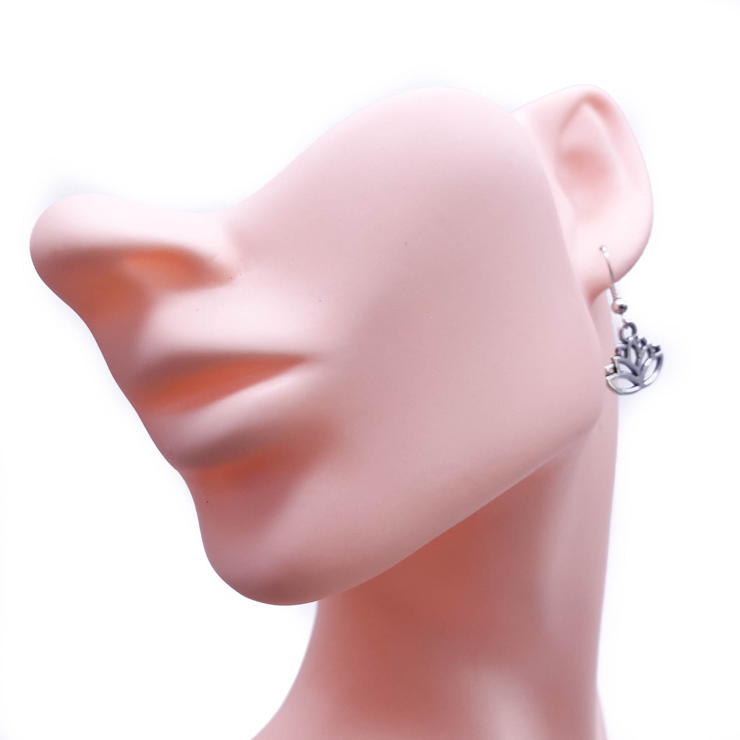 Lotus Flower Silver Plated Charm Earrings