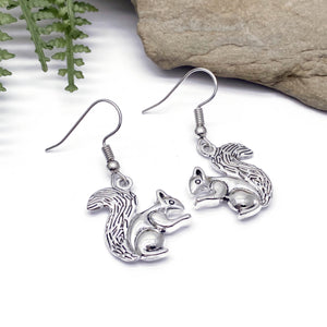 Squirrel Charm Tibetan Silver Plated Earrings