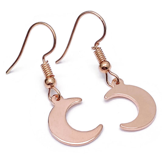 Rose Gold Plated Half Moon Charm Earrings