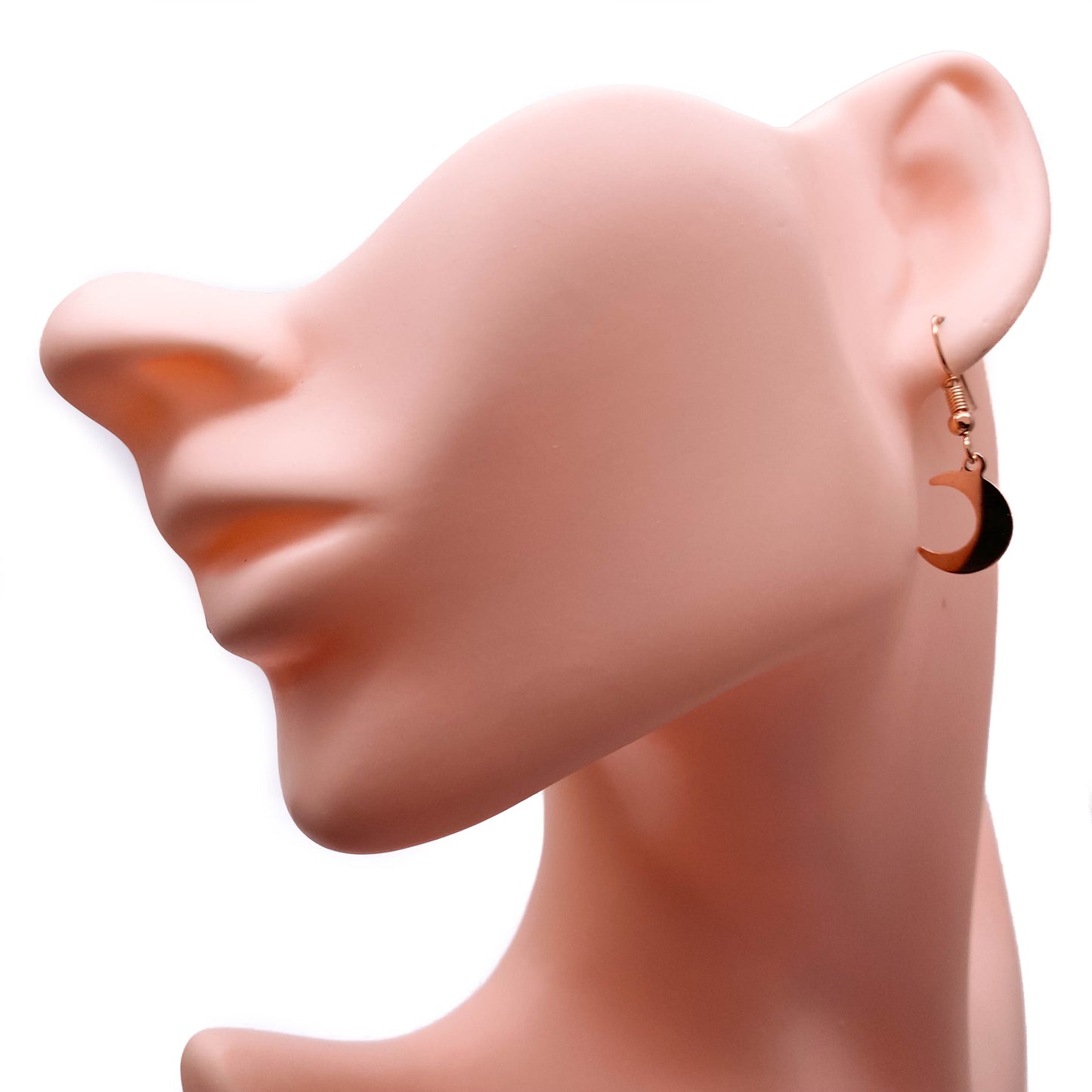 Rose Gold Plated Half Moon Charm Earrings