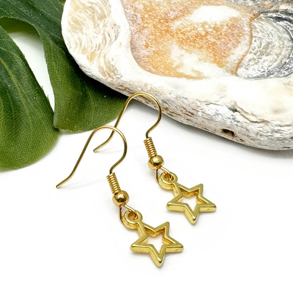 Small Star Charm Gold Plated Earrings