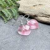 Baby Pink Resin Heart Charm Earrings