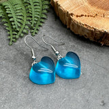 Bright Blue Resin Heart Charm Earrings