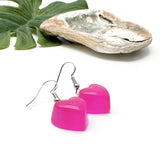 Hot Pink Resin Heart Charm Earrings