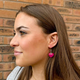 Hot Pink Resin Heart Charm Earrings