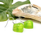 Lime Green Resin Heart Charm Earrings