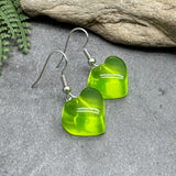 Lime Green Resin Heart Charm Earrings