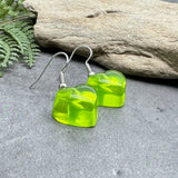 Lime Green Resin Heart Charm Earrings