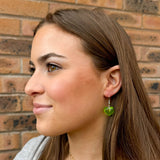 Lime Green Resin Heart Charm Earrings